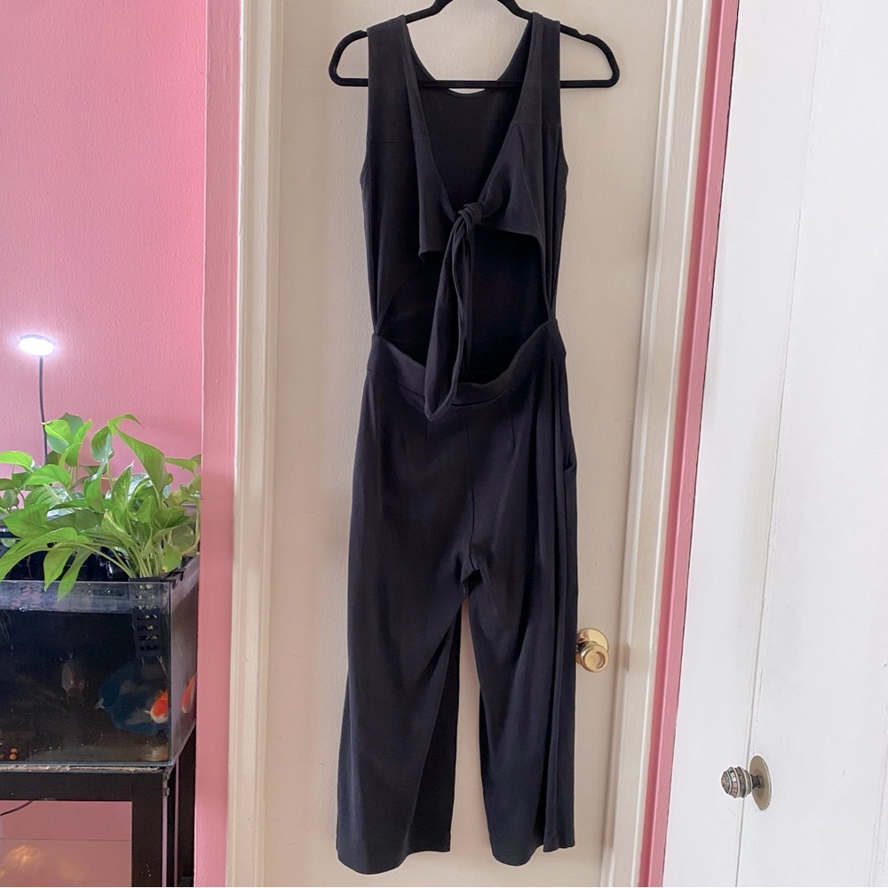 New York & Company Black Jumpsuit with Open Tie Back and Pockets